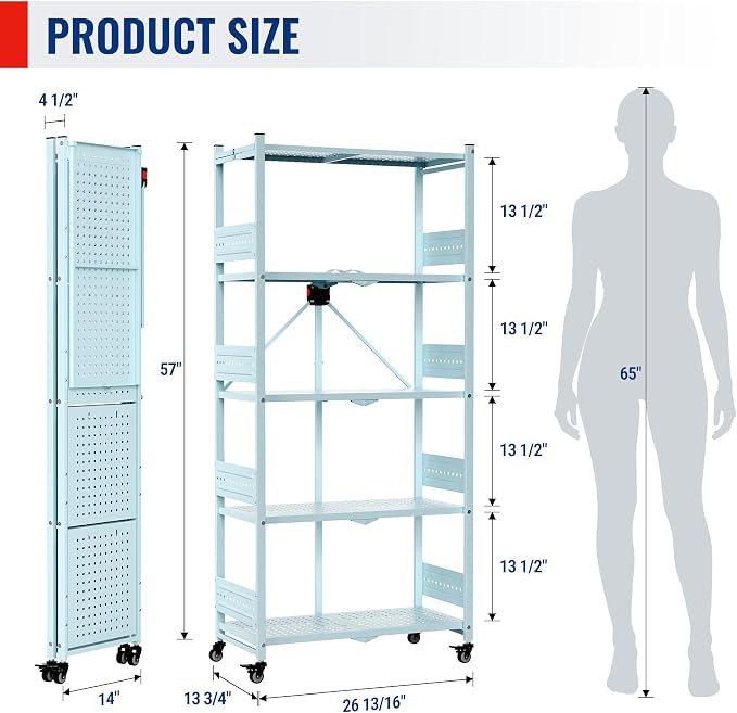 WORKPRO 5-Tier Folding Shelf, No-Assembly Metal Storage Rack - Image 3