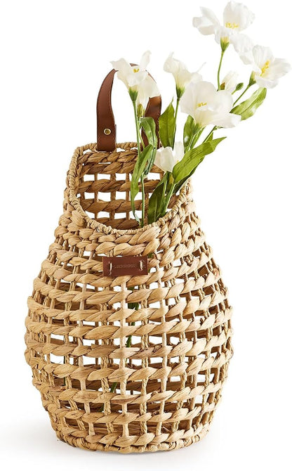 Woven Front Door Basket Water Hyacinth Wall Hanging Basket Decorative Boho by LGENHOOMHandwovenNaturalWaterHyacinthBasket