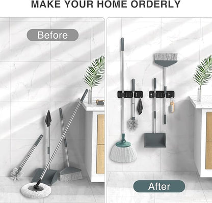 homeasy Wall Mount Mop and Broom Holder, Heavy Duty Stainless Steel Organizer - Image 3