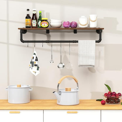 Industrial Pipe Clothes Rack, Wall Mounted Garment Rack, Heavy Duty Iron Shelf - Image 6