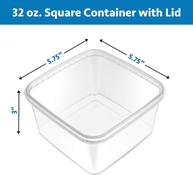 NYHI 32 oz 20 Pack Square Clear Deli Containers - Image 5