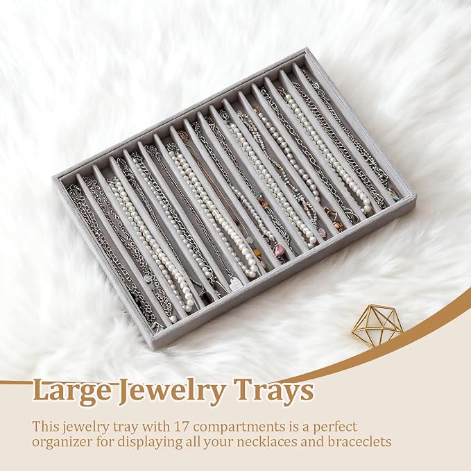 Large Jewelry Organizer for Drawer Insert Velvet Stackable Jewelry Trays for - Image 2