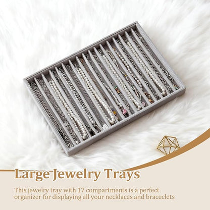 Large Jewelry Organizer for Drawer Insert Velvet Stackable Jewelry Trays for - Image 2