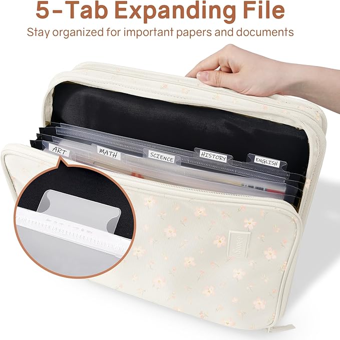 SUNEE Zippered Binder Bag with Handle, 2-Inch 3-Ring O-Ring, 500-Sheet Capacity - Image 2