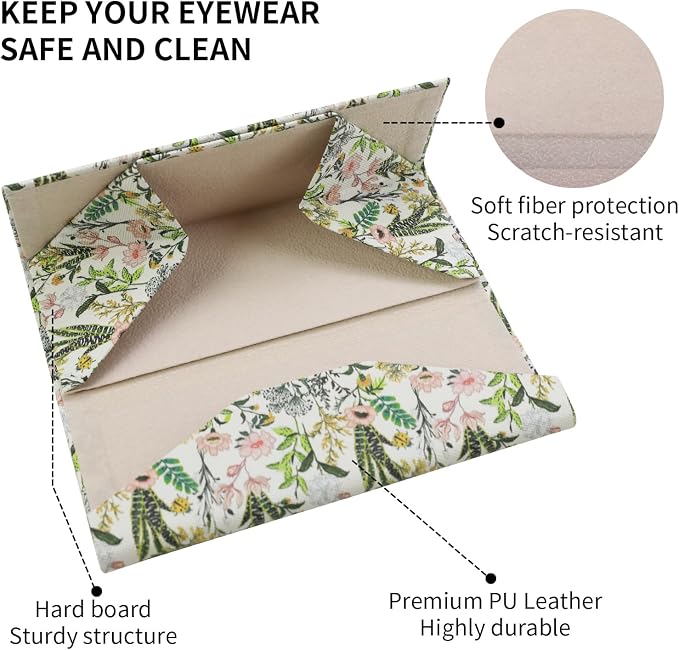 Foldable Glasses Case, Magnetic PU Leahter Sunglasses Case, Cute Hard Shell - Image 4