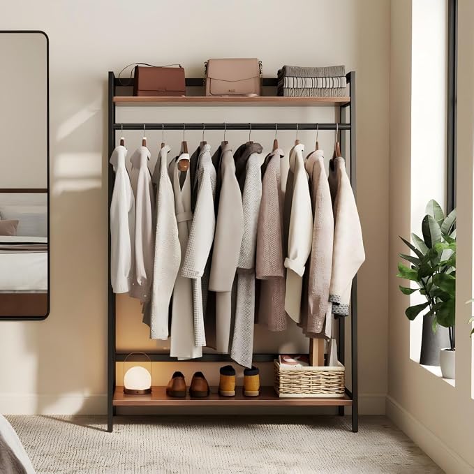 CycleCrew Open Wardrobe Garment Rack, Wood & Metal Clothes Rack | Hanging Rod 2 - Image 2