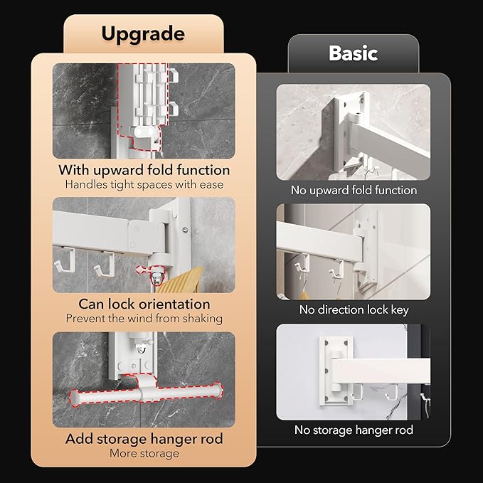 Clothes Drying Rack, Laundry Drying Rack Wall Mount, Wall Mounted Clothes Rack - Image 2