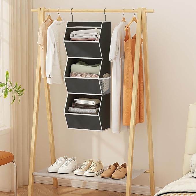Hanging Closet Organizer Collapsible Bedroom Closet Organization, 3 Shelf | - Image 2