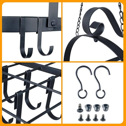 33" Pots and Pans Hanging Rack, Heavy-duty Metal Pan Rack Hanger Organizer - Image 7
