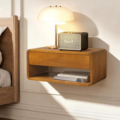 Floating Nightstand Wall Mounted Bedside Shelf Handmade Bedroom Furniture by Unknown