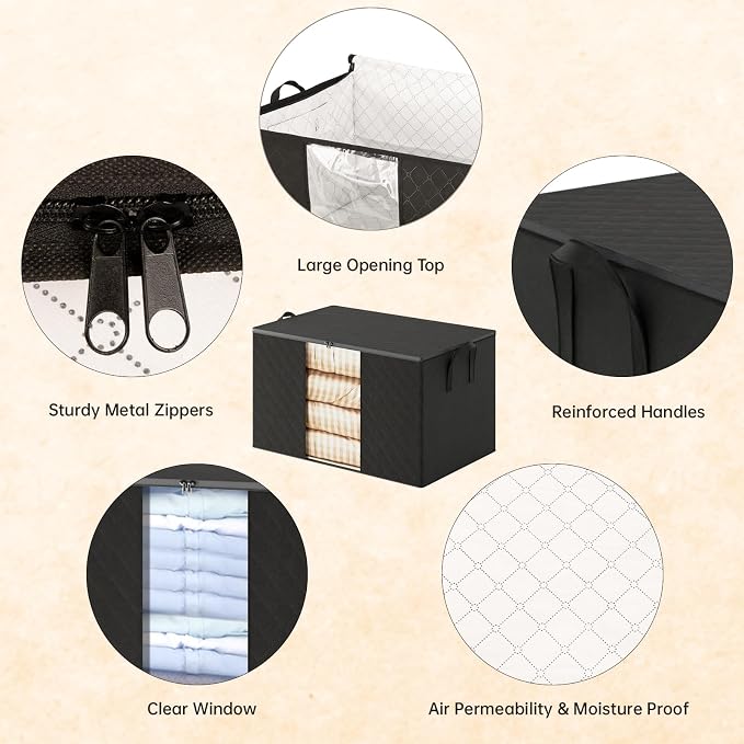 6 Pack Clothes Storage Bags - 90L Blanket Organizers and Storage - Image 3