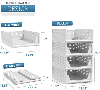 Sorbus 4 Pack Folding Closet Shelf Organizer - Image 6