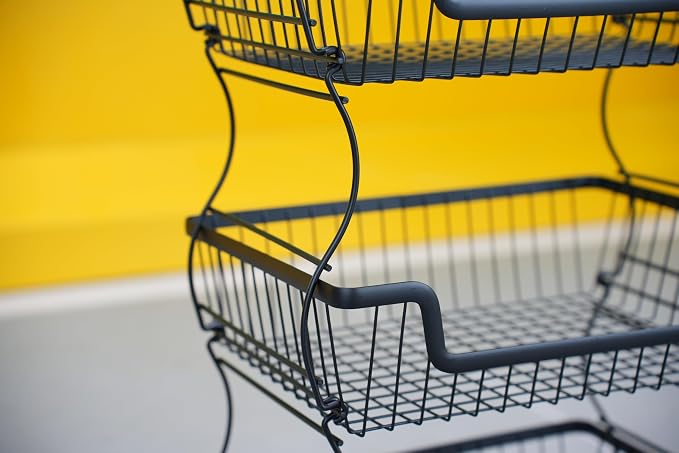 4 Tier Rolling Cart, Fruit Basket Metal - Image 3