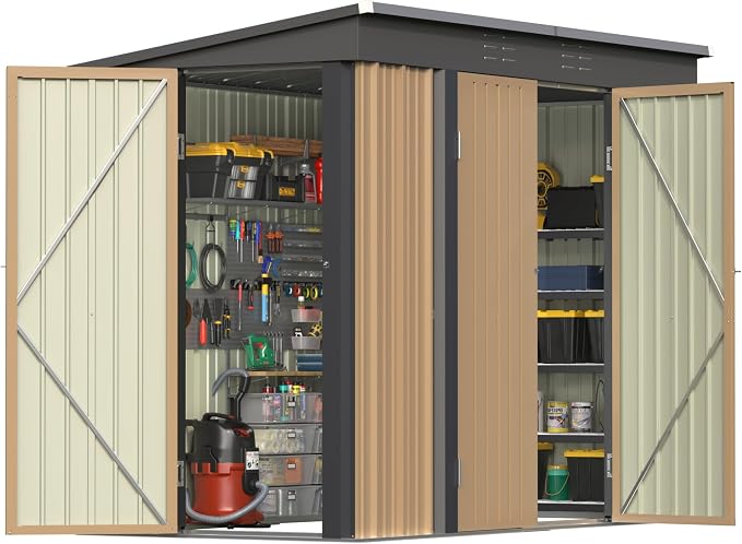 Patiowell 8x4 FT Outdoor Storage Shed, Metal Tool Sheds - Image 6