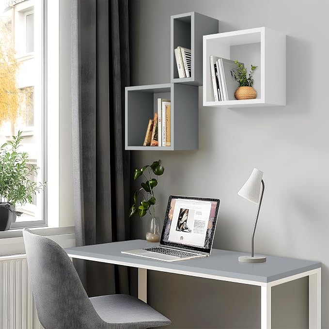 Wall Mount Shelf Set of 4, Floating Cube Shelves - Image 8
