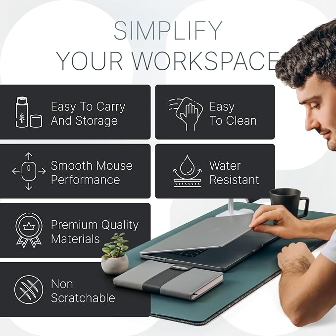 Nordik Felt and Leather Desk Mat Non-Slip - Image 5