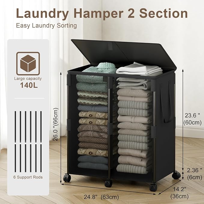 140L Double Laundry Hamper - Image 3