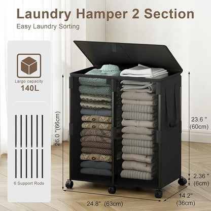 140L Double Laundry Hamper - Image 3