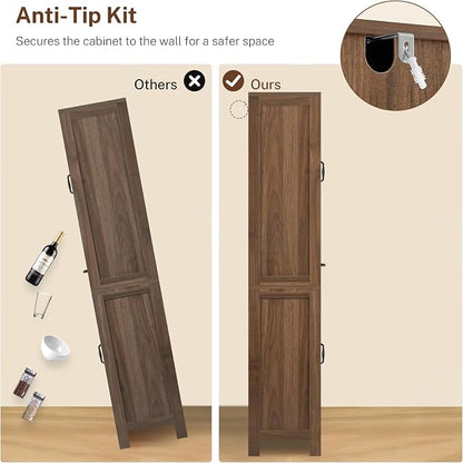 Tall Storage Cabinet with 2 Adjustable Shelves & 1 Large Drawer, Kitchen Pantry - Image 9