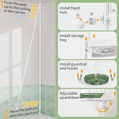 AKINBAS 360° Rotating Shower Caddy Tension Pole - Image 3