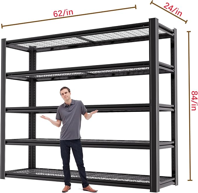 62" W x 24" D x 84" H Garage Shelving Heavy Duty Metal Shelving 3500LBS Storage - Image 3