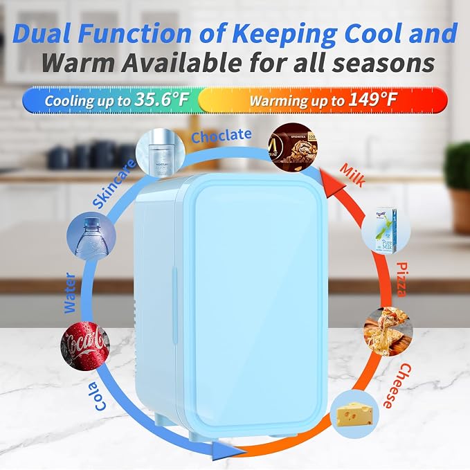 Mini Fridge, 6 Liter/8 Can 110V AC/DC Portable Thermoelectric Cooler - Image 3