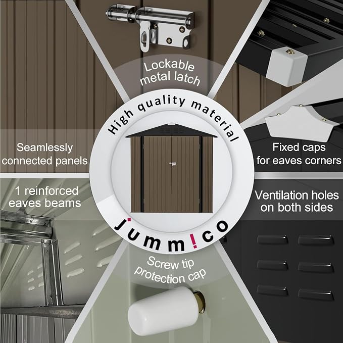 JUMMICO Metal Outdoor Storage Shed 6 x 4 FT Metal Shed - Image 6
