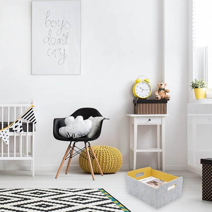 Welaxy Storage Baskets Collapsible Felt Storage bin Foldable Shelf Drawers - Image 3
