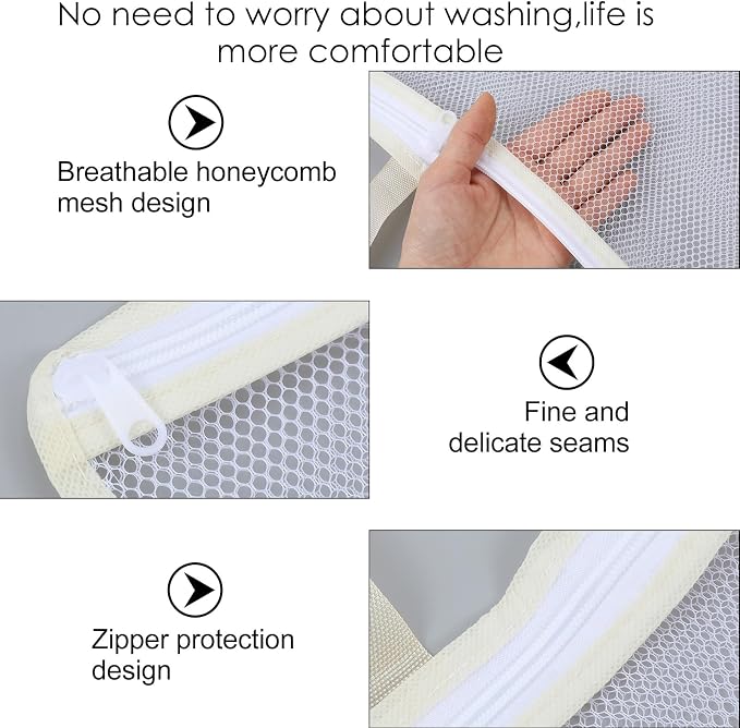 2 Pcs Small Mesh Laundry Bags for Delicates, Hanging Lingerie Wash Bags - Image 3