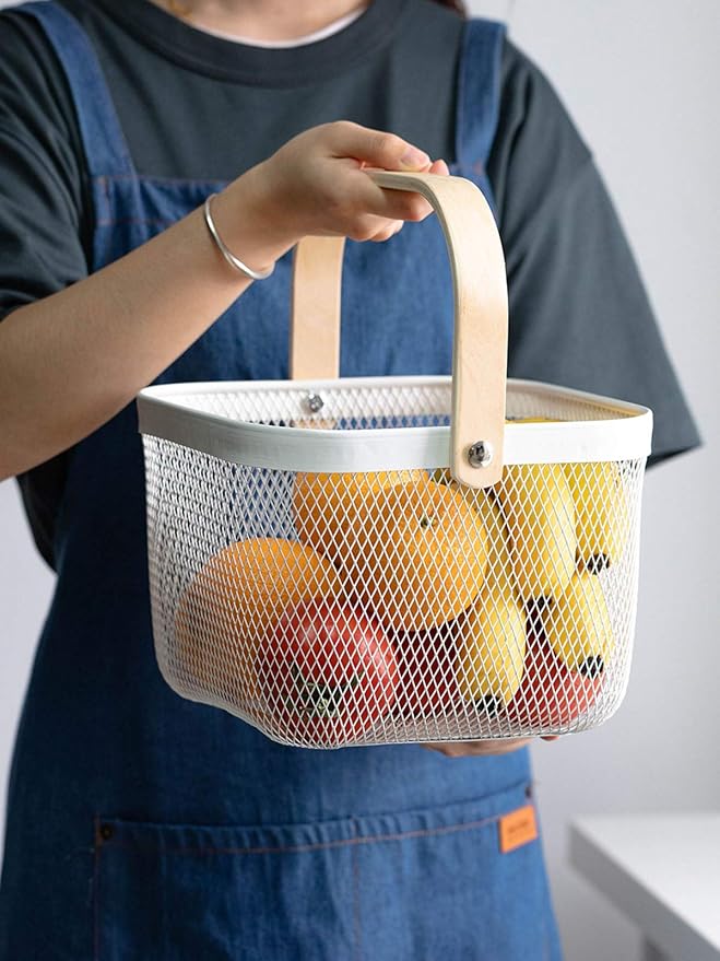 AJIODA Metal Mesh Steel Basket, Storage Organizer Basket Multi-functional - Image 8