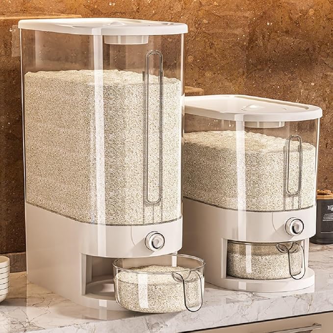 Large Rice Dispenser 25Lbs, Cereal Dispenser Rice Container Food Storage by HYMIC