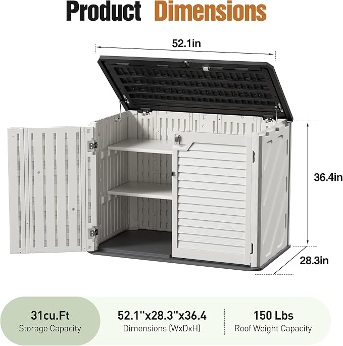 31 Cu.Ft Resin Outdoor Storage Cabinet - Image 2