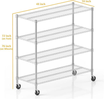 Himimi 72" H Storage Shelves 4 Tier Metal Shelving Adjustable Wire Shelf - Image 3