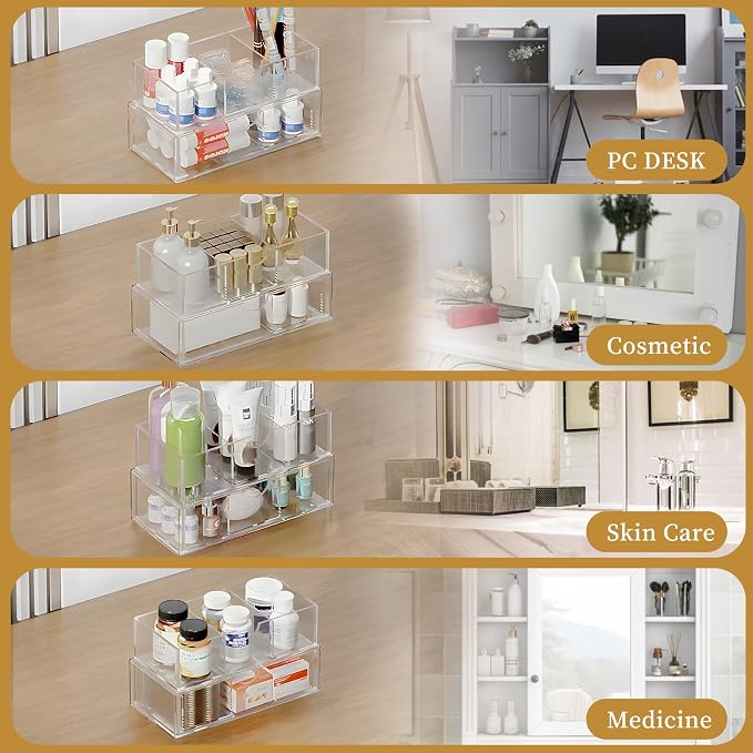 2 Tier Medicine Cabinet Organizer and Storage, Stackable Bathroom Medicine - Image 5