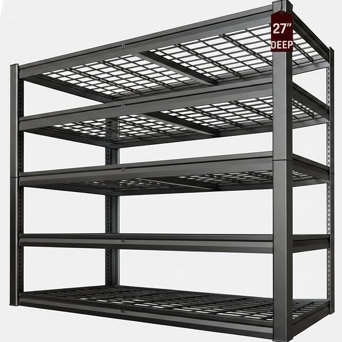 27" D Storage Shelves, Garage Shelving Heavy Duty Metal Adjustable Garage by SKZNSA