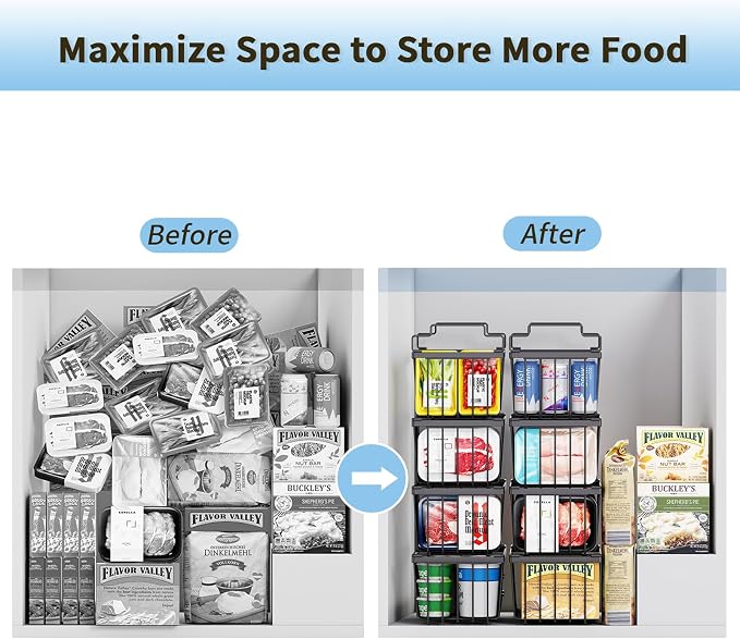 4 Pack Freezer Organizer Bins Suitable - Image 3