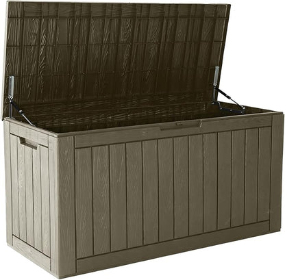 KAMABOKO 97 Gallon Waterproof Large Resin Deck Box, Lockable Large Outdoor by KAMABOKO