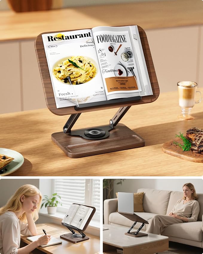 Viozon Book Stand for Reading, Book Holder 360° Rotating Base - Image 4