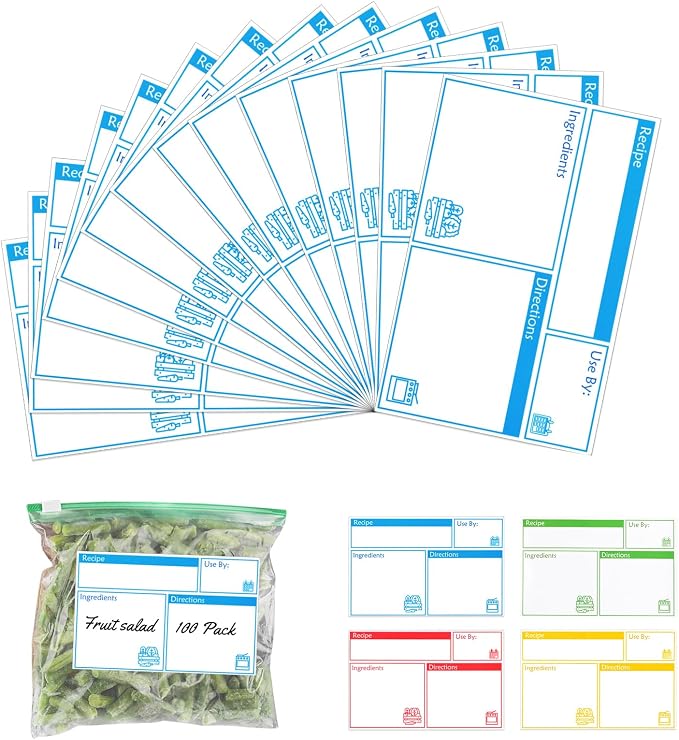 100pcs Labels for Freezer Bags Freezer Meal Labels by SHIQIKEJIPTY