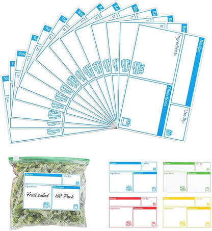 100pcs Labels for Freezer Bags Freezer Meal Labels by SHIQIKEJIPTY