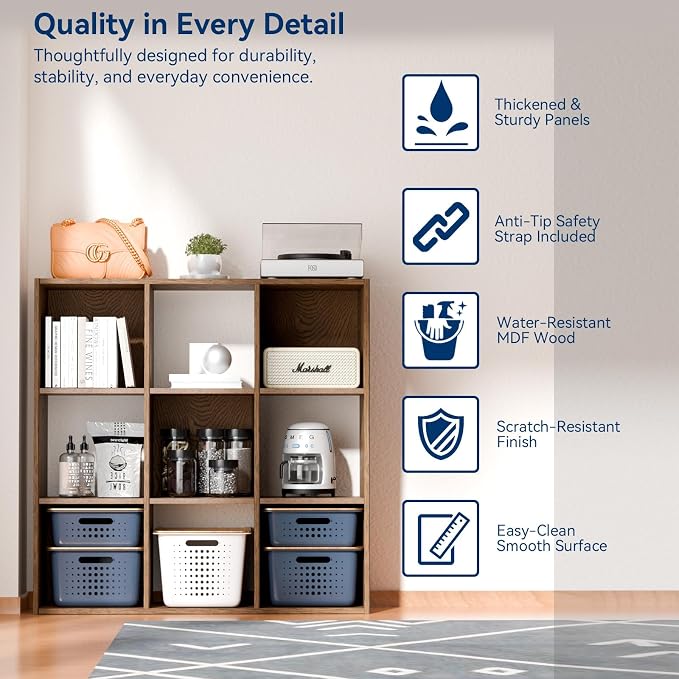 Whitmor 9 Cube Storage Organizer, Open Storage Display Bookshelf, Storage - Image 4