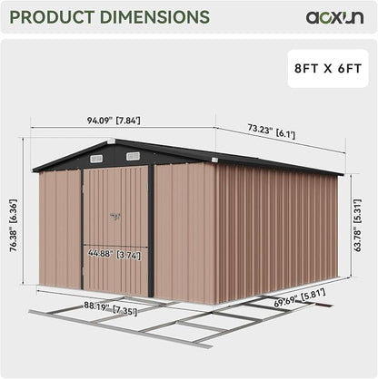 Aoxun 8'x6' Outdoor Storage Shed - Image 2