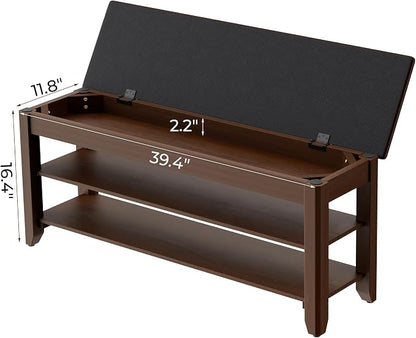 Homleke 2-Tier Solid Wood Shoe Rack Bench - Image 2