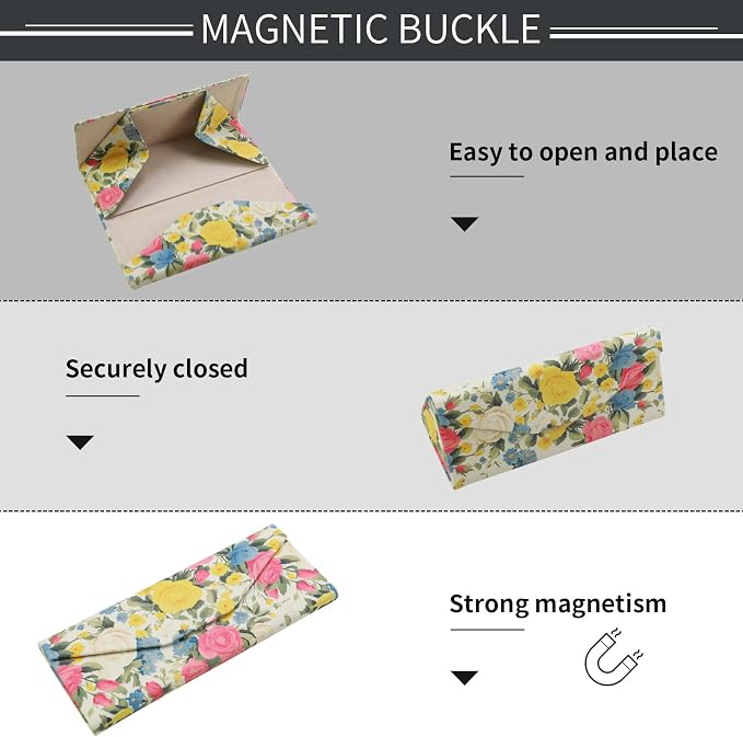 Foldable Glasses Case, Magnetic PU Leahter Sunglasses Case, Cute Hard Shell - Image 5