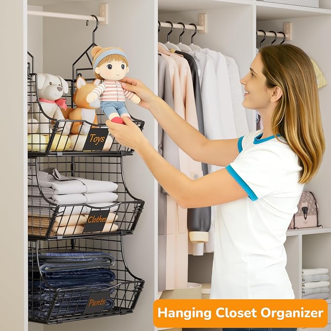Hanging Closet Organizers and Storage, 5 Tier Closet Shelf Clothes Organizer - Image 7