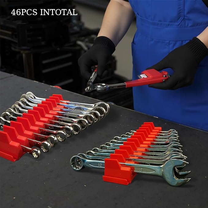 46PC Red Magnetic Wrench Organizers Set - Image 6