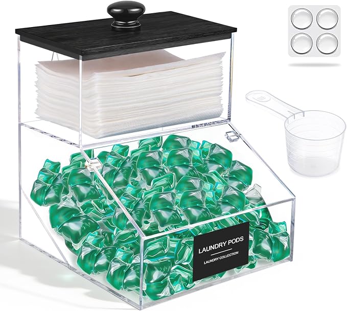 2 in 1 Dryer Sheet Holder & Laundry Pods Container, Laundry Detergent Organizer by Hiitytin