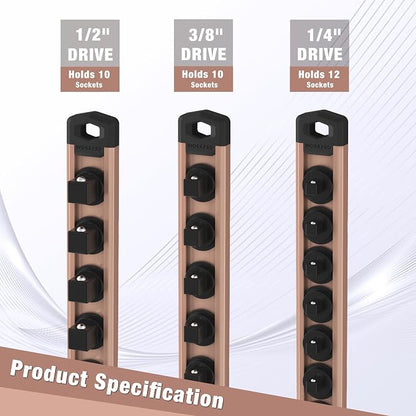 WORKPRO Magnetic Socket Organizer, 1/4-Inch Drive Aluminum Alloy Socket Rail - Image 8