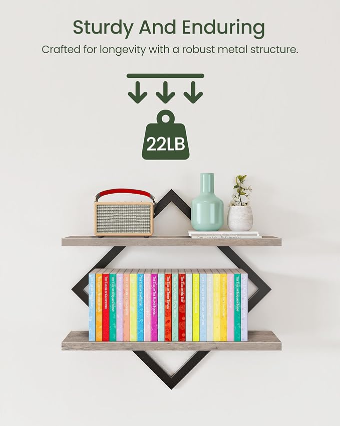 CHOEZON Floating Shelves for Wall, 2-Tier Hanging Shelves, for Living Room - Image 6