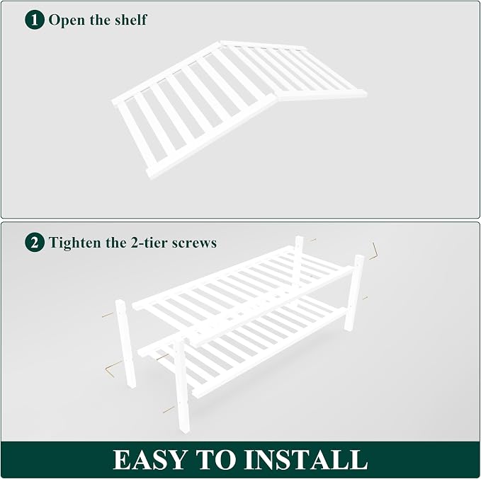 Smiry Bamboo Shoe Rack for Closet, 2 Tier Wooden Stackable Shoe Organizer - Image 6
